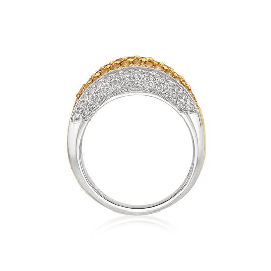 Post-1980s Platinum & 18KT Yellow Gold Diamond Ring profile