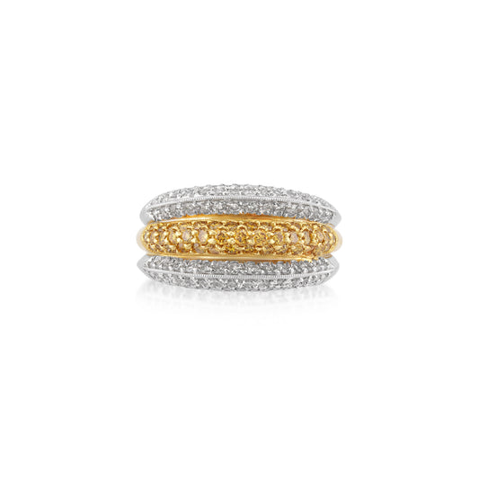 Post-1980s Platinum & 18KT Yellow Gold Diamond Ring front