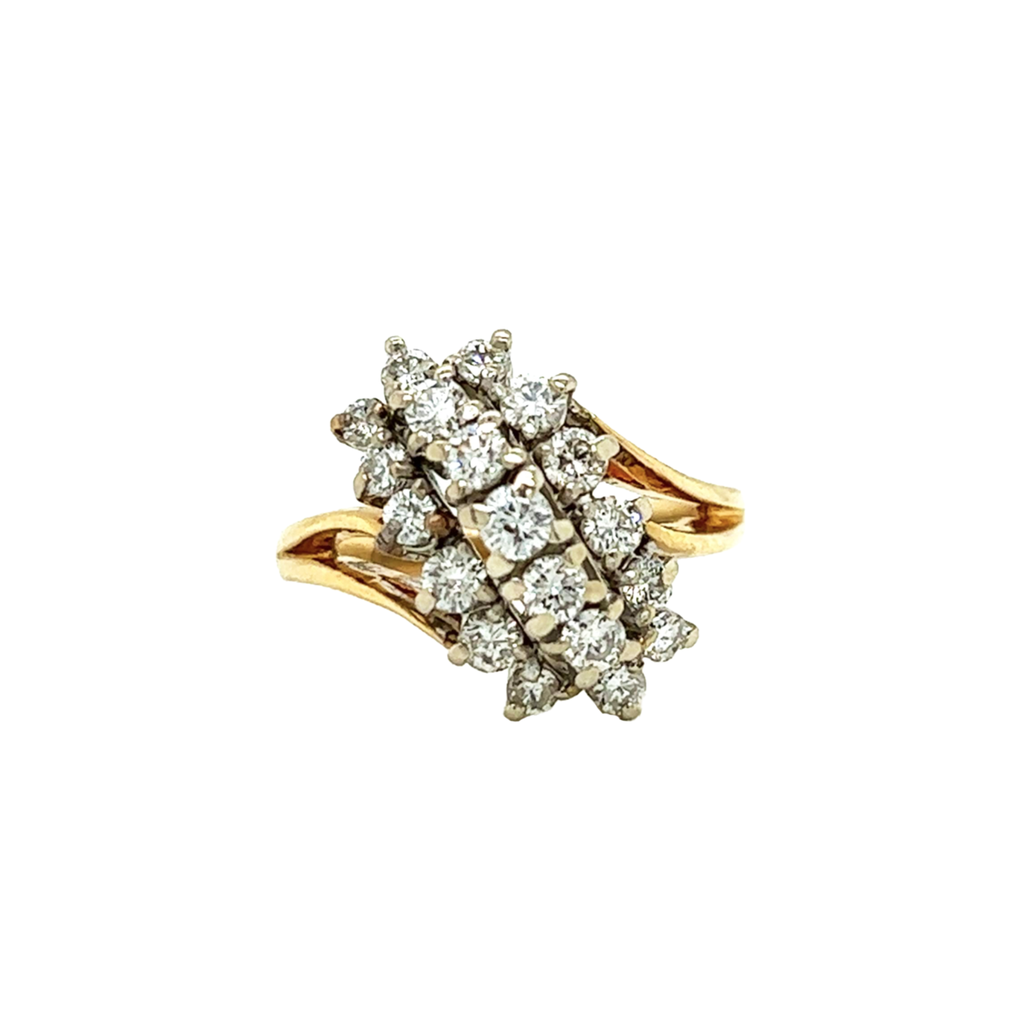 Post-1980s 14KT Yellow Gold Diamond Ring front