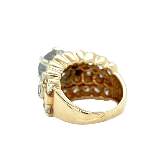 Post-1980s 18KT Yellow Gold Diamond Ring side