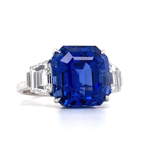 Contemporary Platinum Sapphire & Diamond Ring front