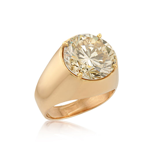 1950s 14KT Yellow Gold Diamond Ring front side
