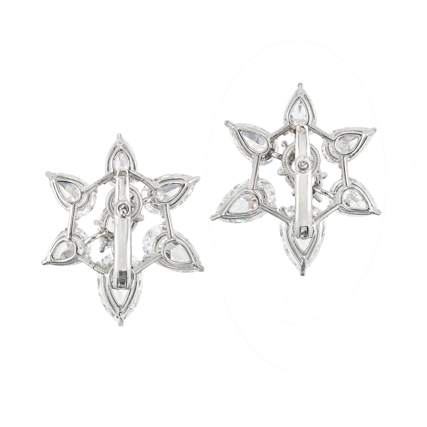 Cartier 1980s Platinum Diamond Earrings back