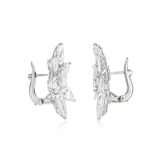 Cartier 1980s Platinum Diamond Earrings side