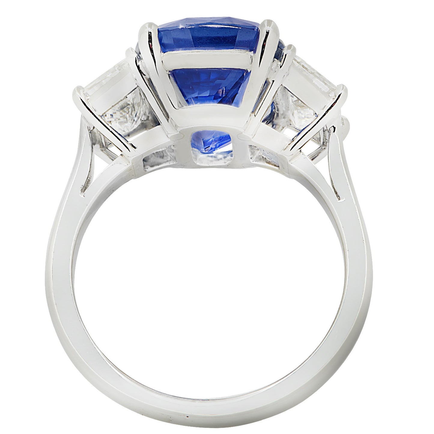 Contemporary Platinum Sapphire & Diamond Ring profile