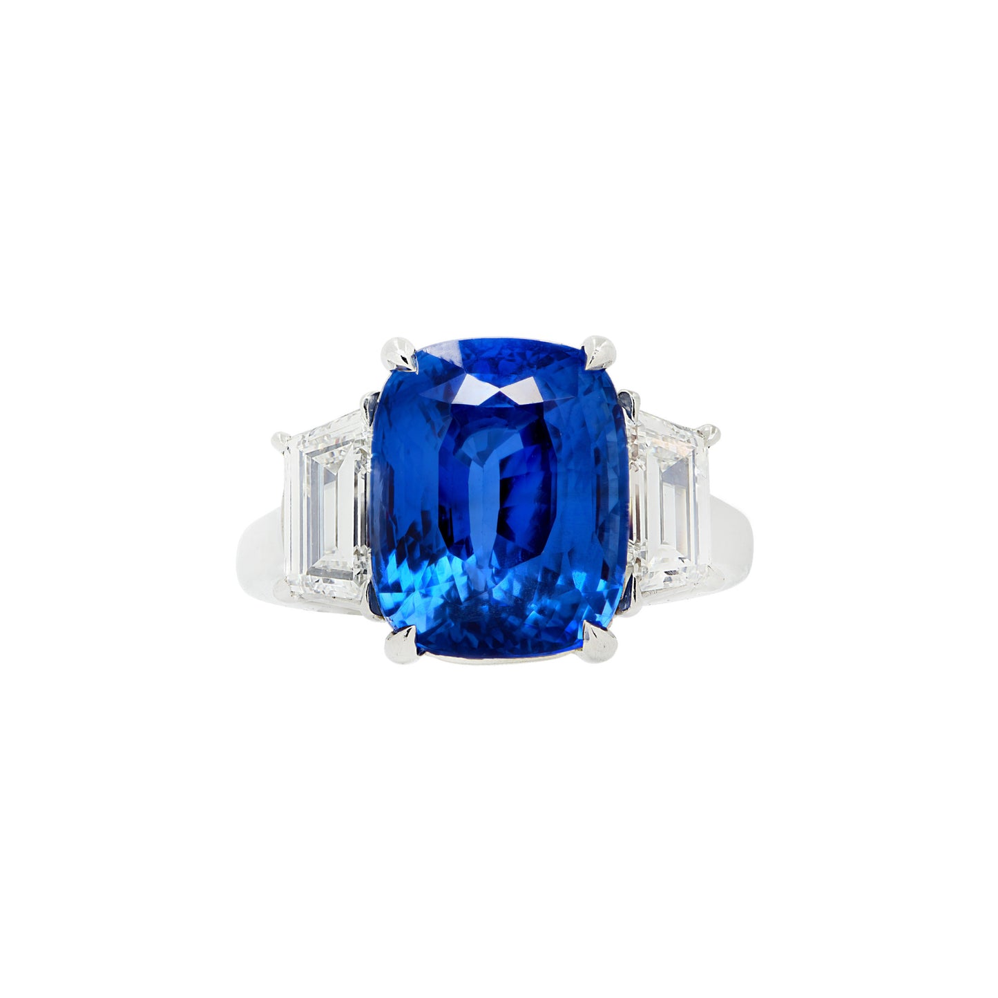 Contemporary Platinum Sapphire & Diamond Ring front