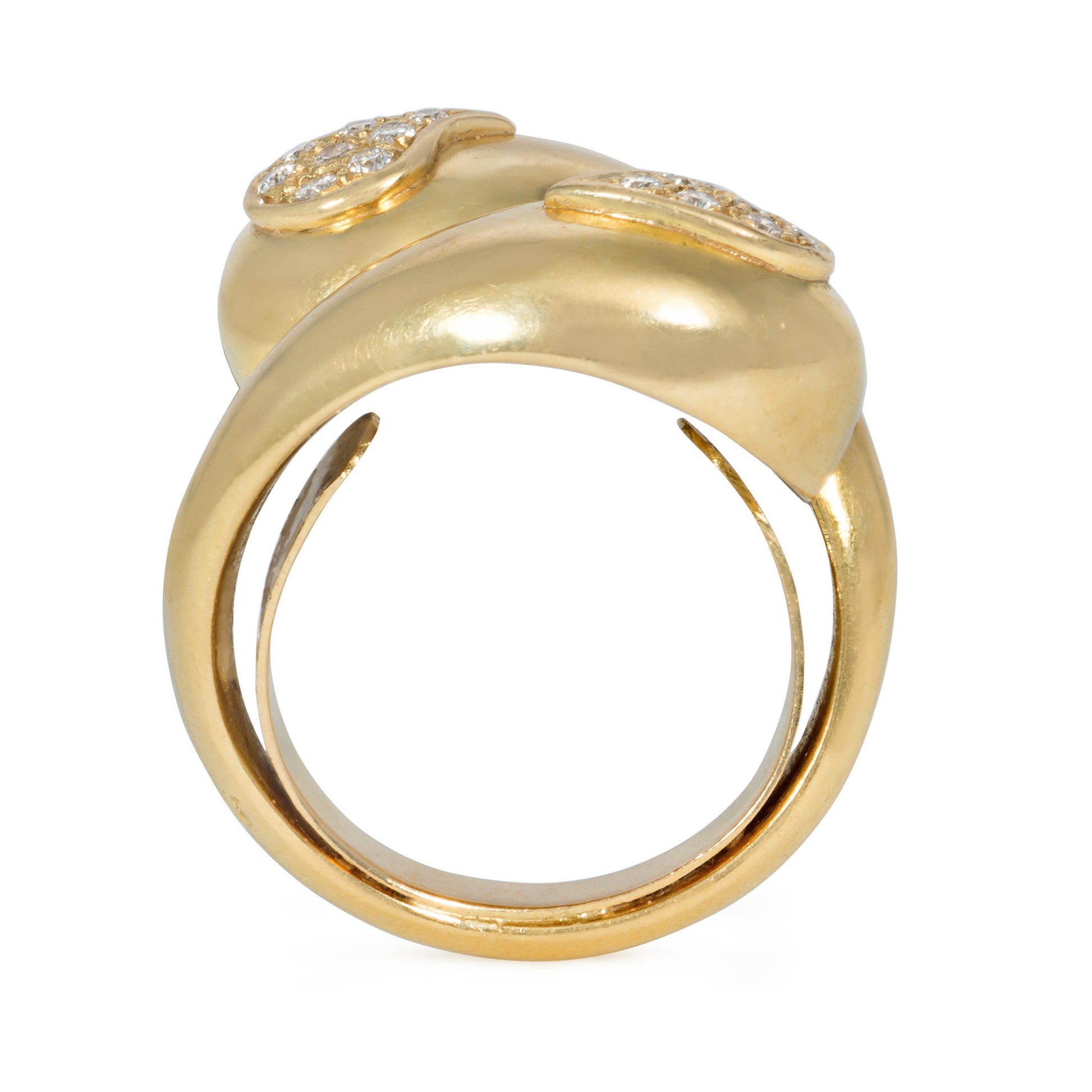 French 1970s 18KT Yellow Gold Diamond Ring profile