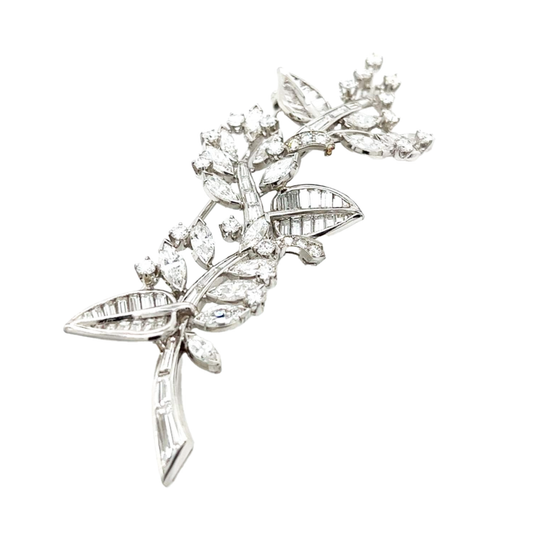 1980s Platinum Diamond Brooch front