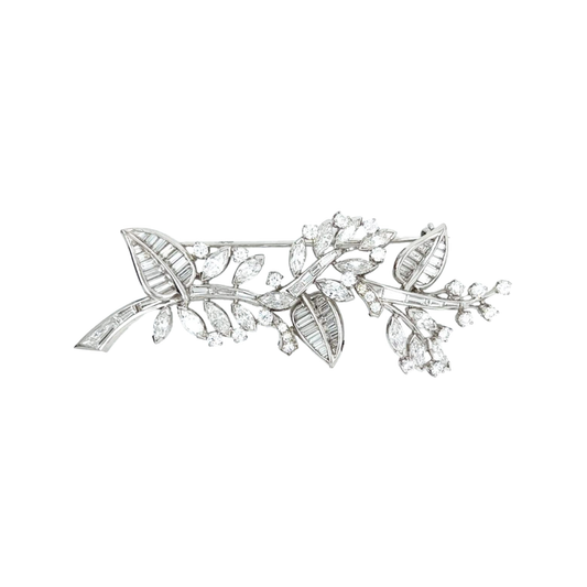 1980s Platinum Diamond Brooch front