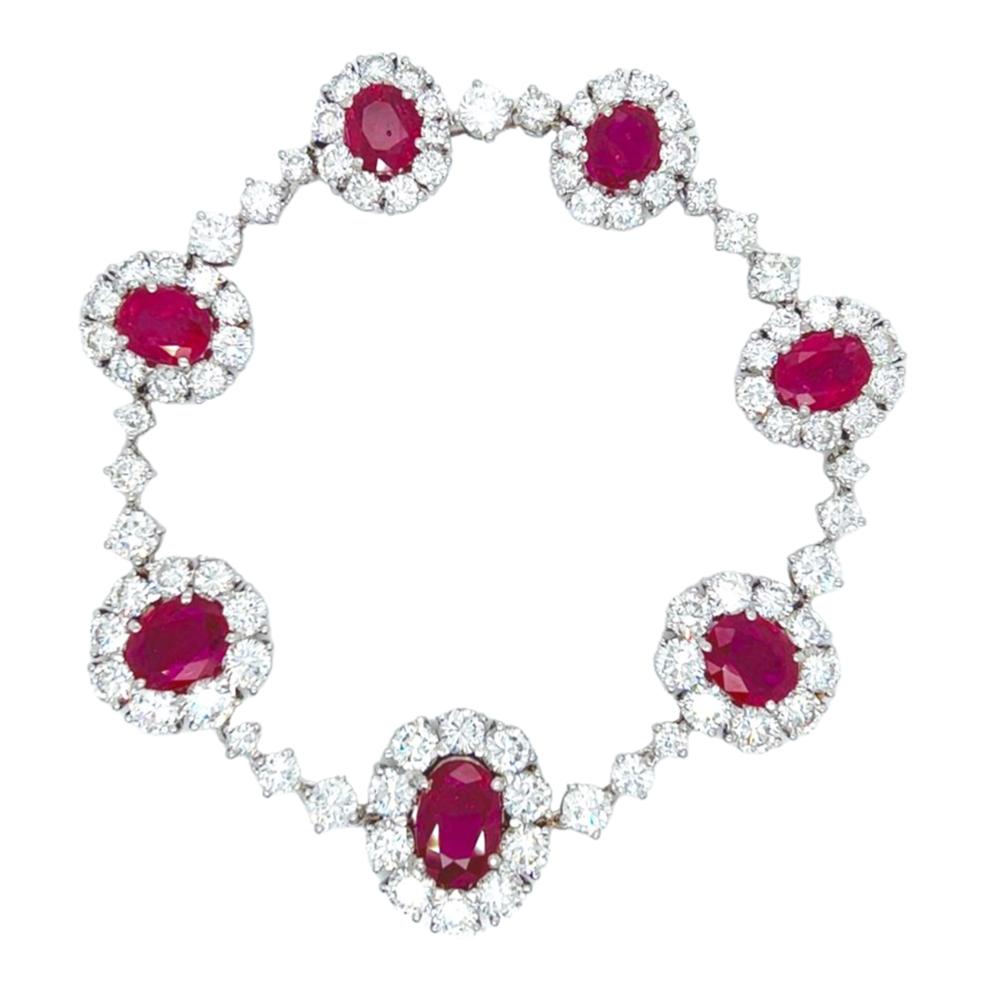 1980s Platinum Diamond & Ruby Bracelet front