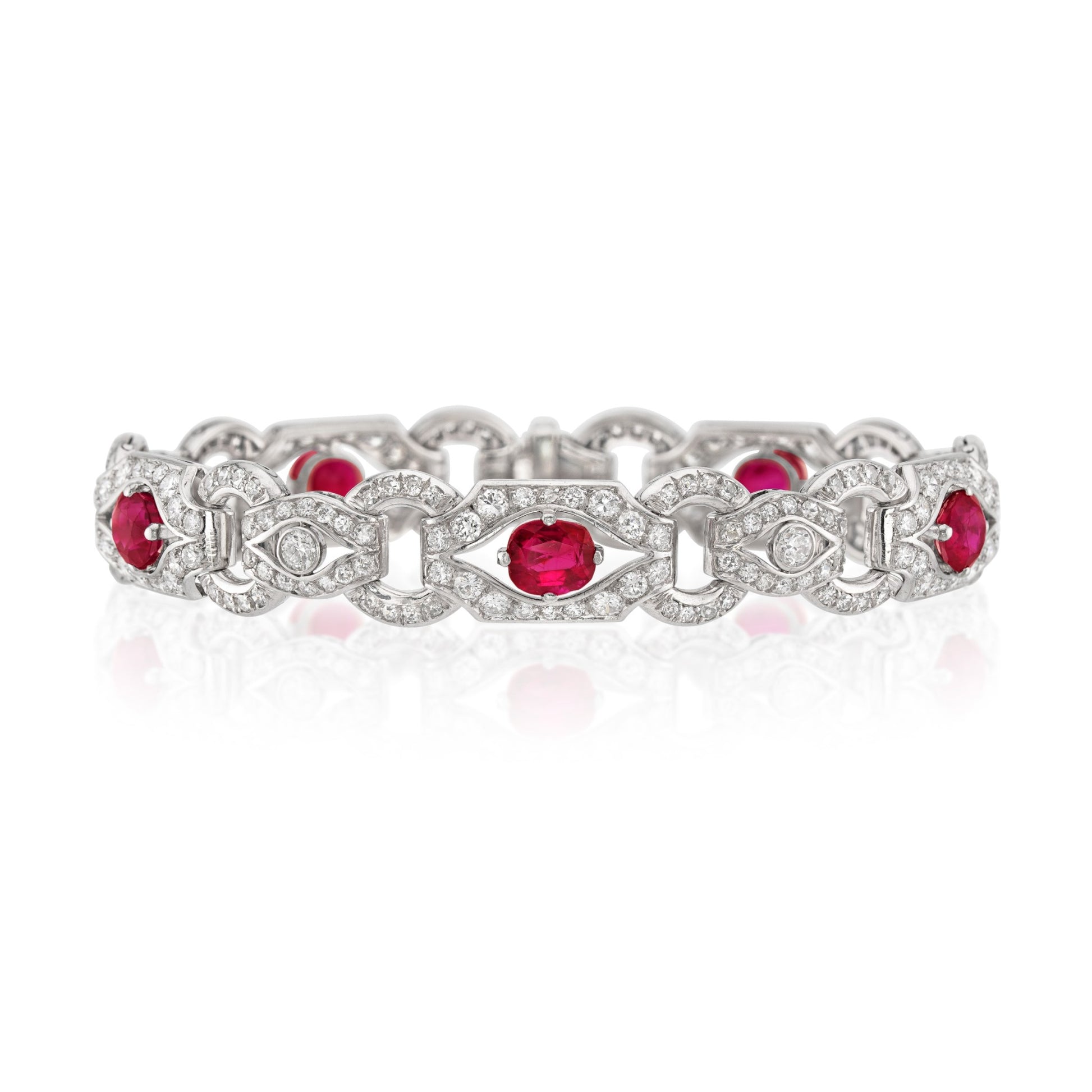 1930s Platinum Ruby & Diamond Bracelet front