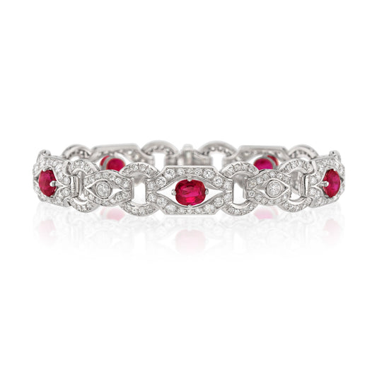 1930s Platinum Ruby & Diamond Bracelet front