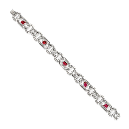 1930s Platinum Ruby & Diamond Bracelet back