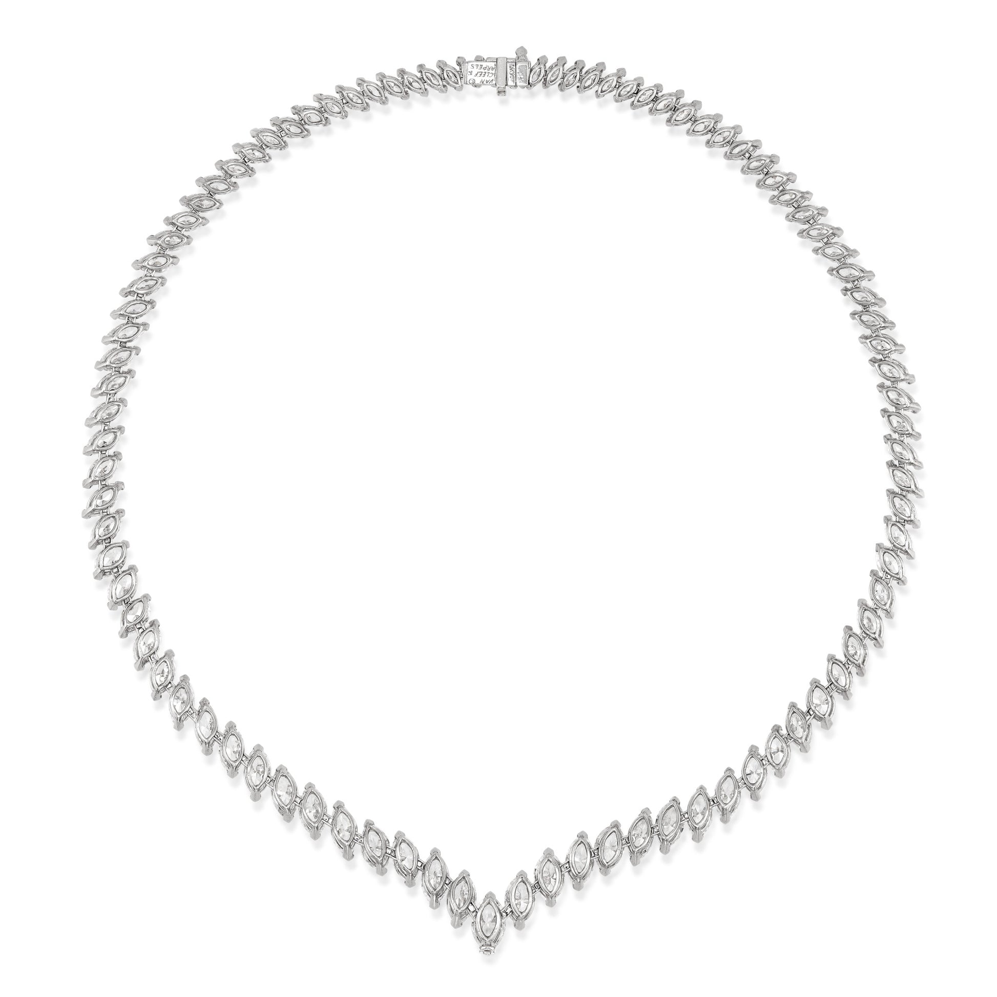 Van Cleef & Arpels 1960s Platinum Diamond Necklace back