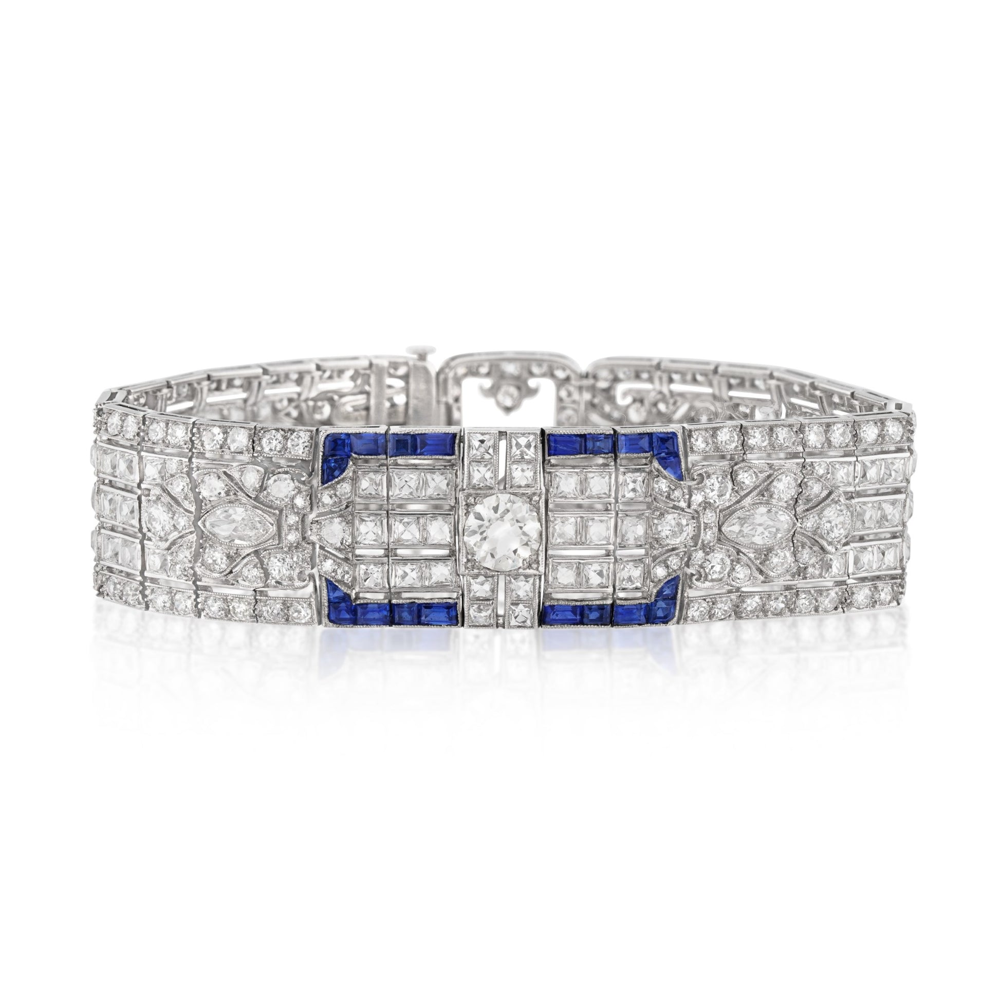 Art Deco Platinum Sapphire & Diamond Bracelet front