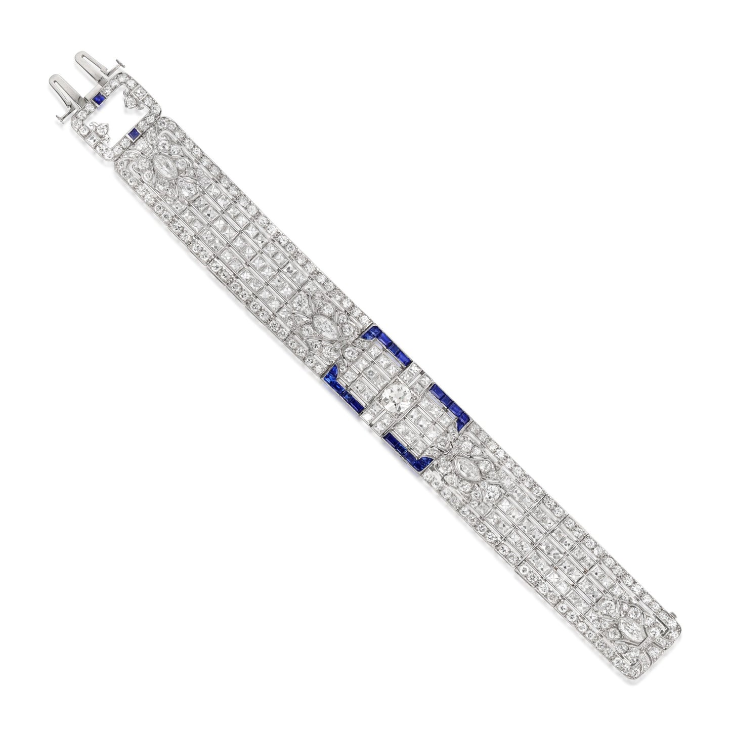 Art Deco Platinum Sapphire & Diamond Bracelet front