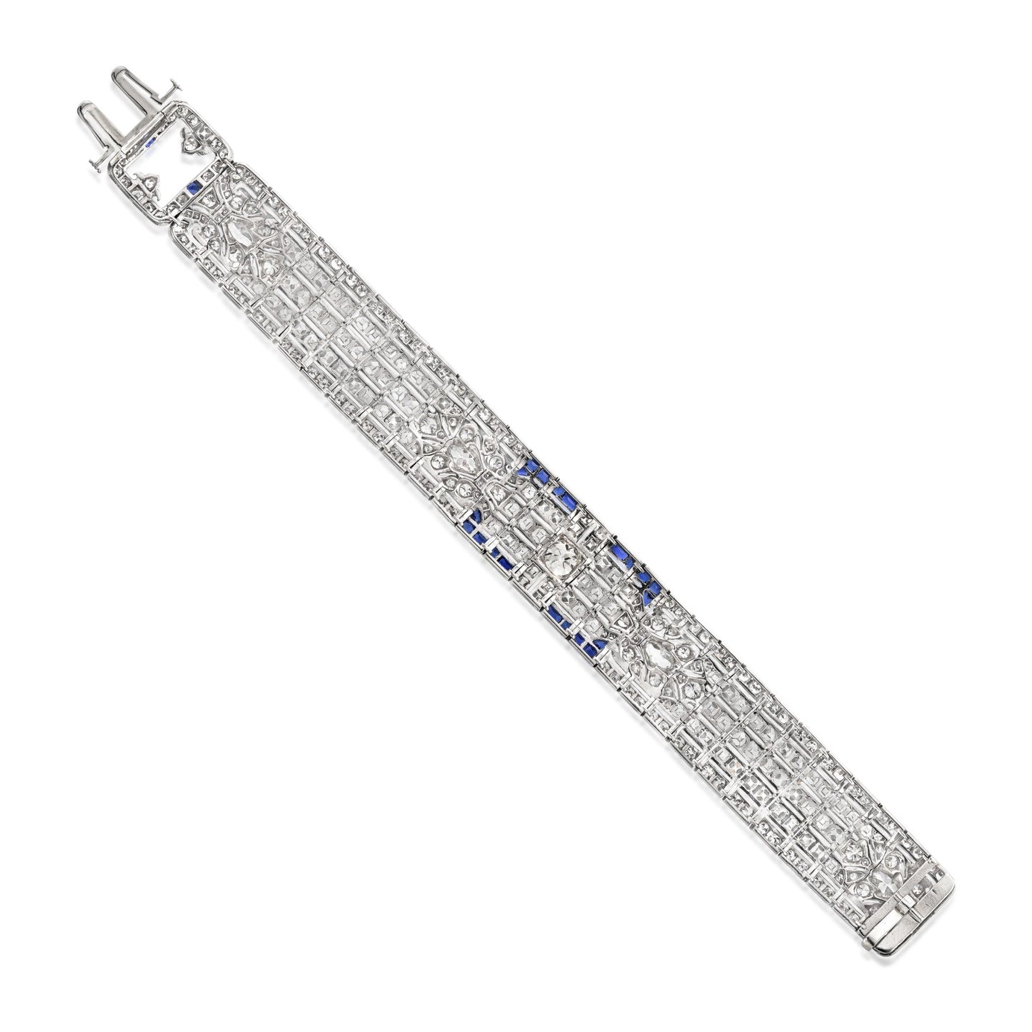 Art Deco Platinum Sapphire & Diamond Bracelet back