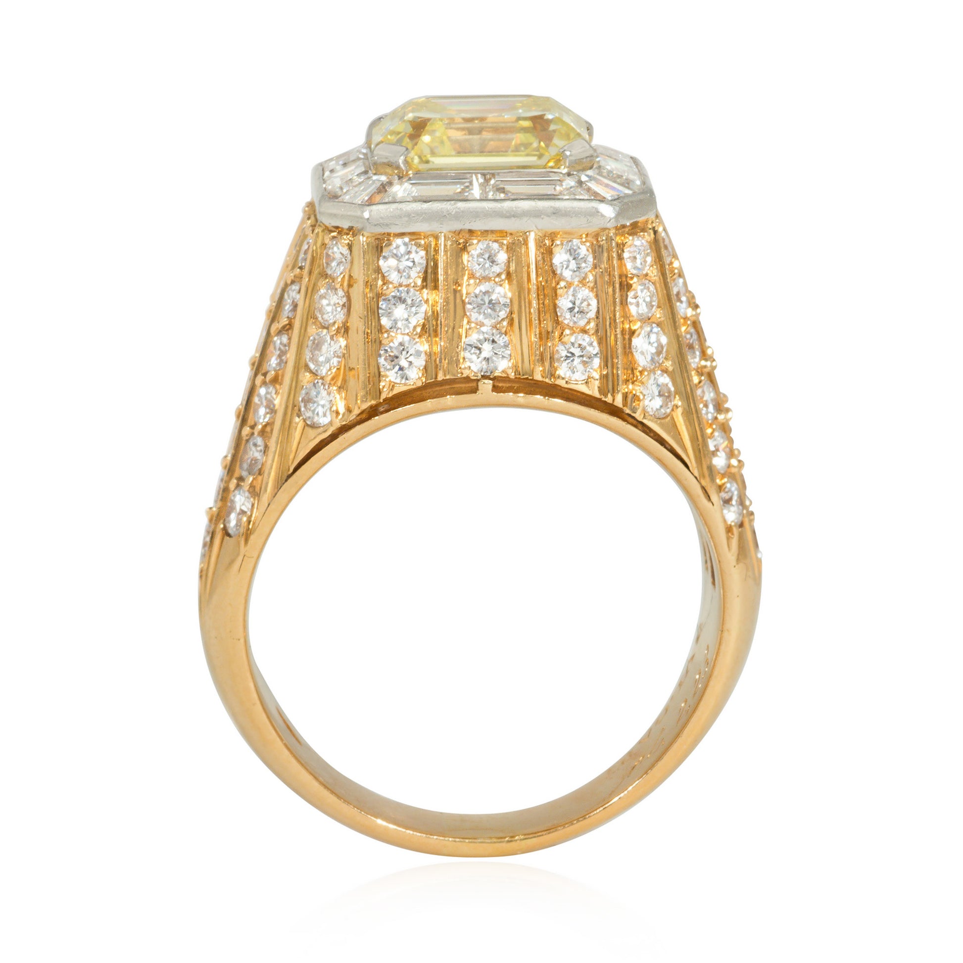 Bulgari 1970s 18KT Rose Gold Yellow & White Diamond Ring profile