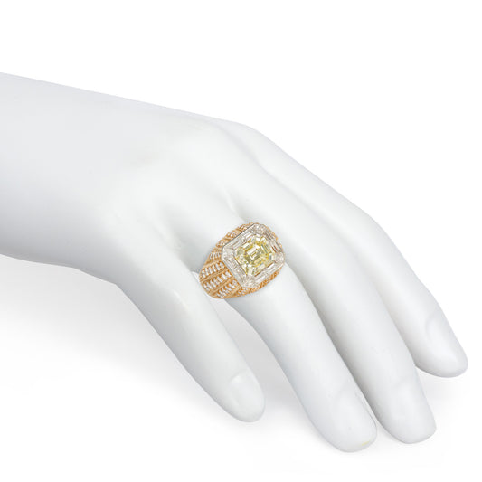 Bulgari 1970s 18KT Rose Gold Yellow & White Diamond Ring on hand