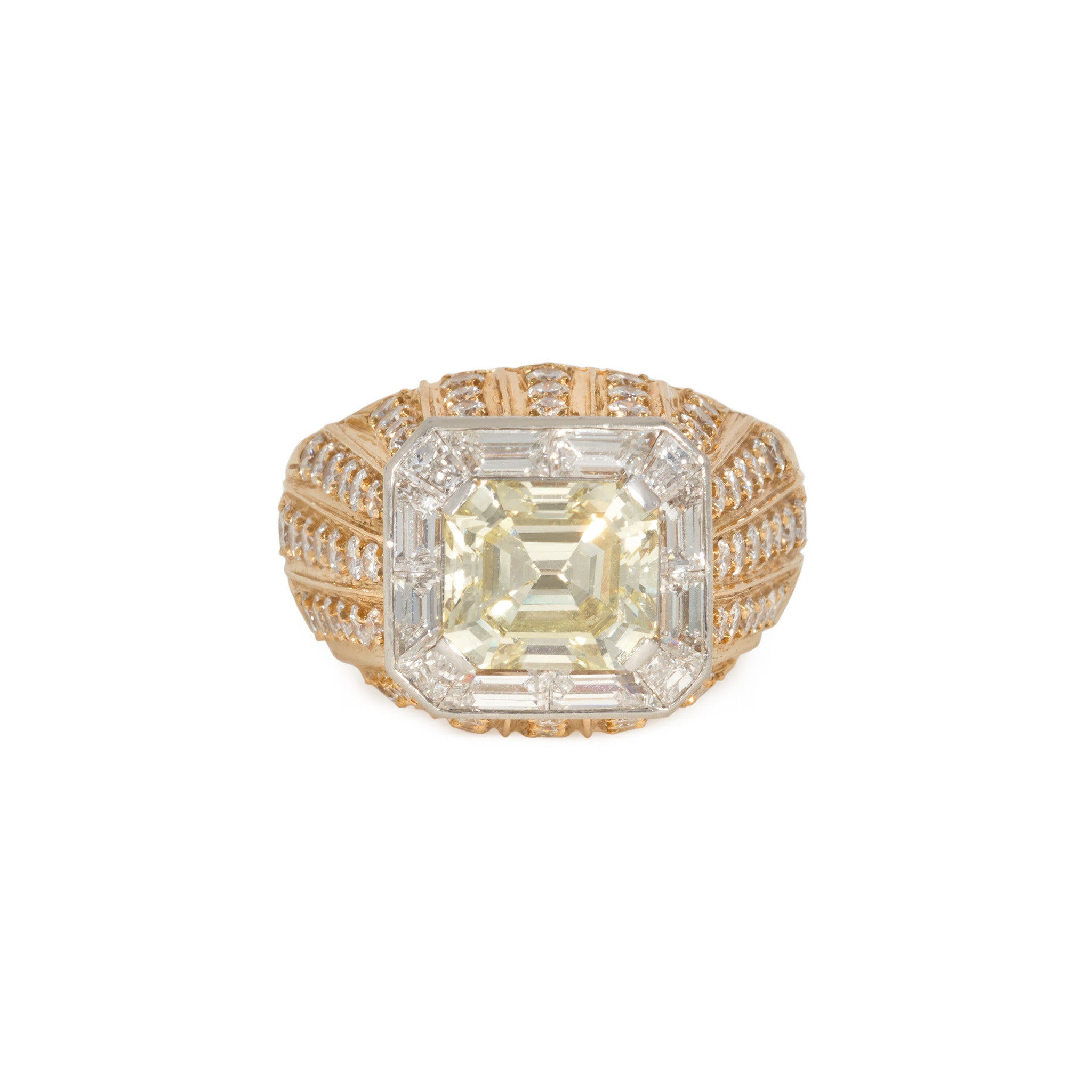 Bulgari 1970s 18KT Rose Gold Yellow & White Diamond Ring