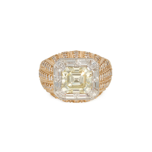 Bulgari 1970s 18KT Rose Gold Yellow & White Diamond Ring front