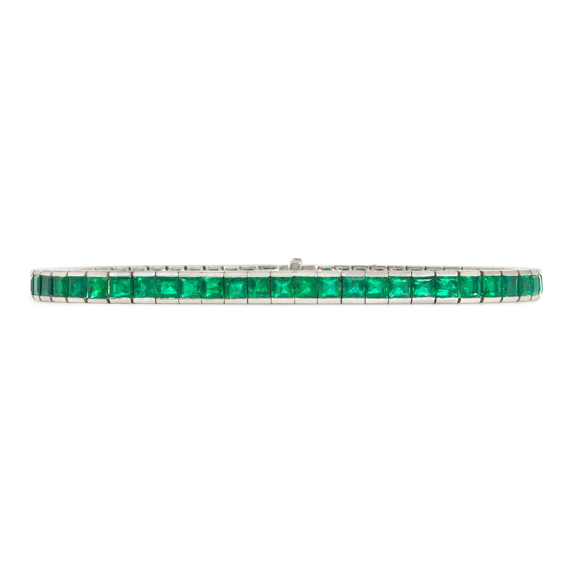 1970s Platinum Emerald Bracelet front