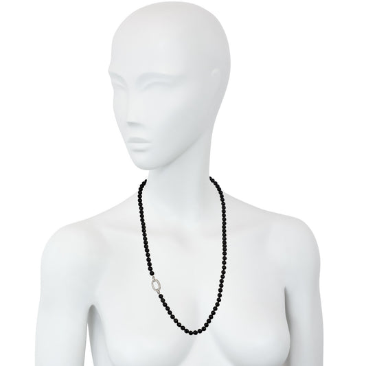 JE Caldwell Art Deco Platinum Diamond Necklace on neck