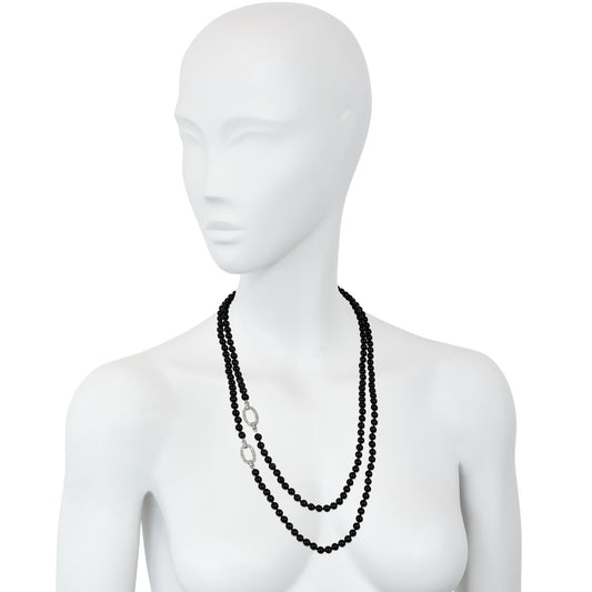 JE Caldwell Art Deco Platinum Diamond Necklace on neck