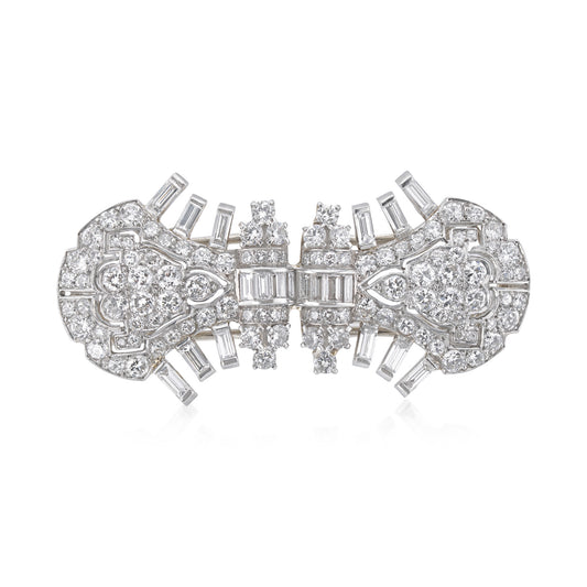 Cartier 1940s Platinum & 18KT White Gold Diamond Double Clips front