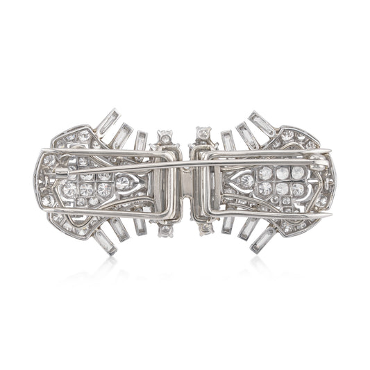 Cartier 1940s Platinum & 18KT White Gold Diamond Double Clips back