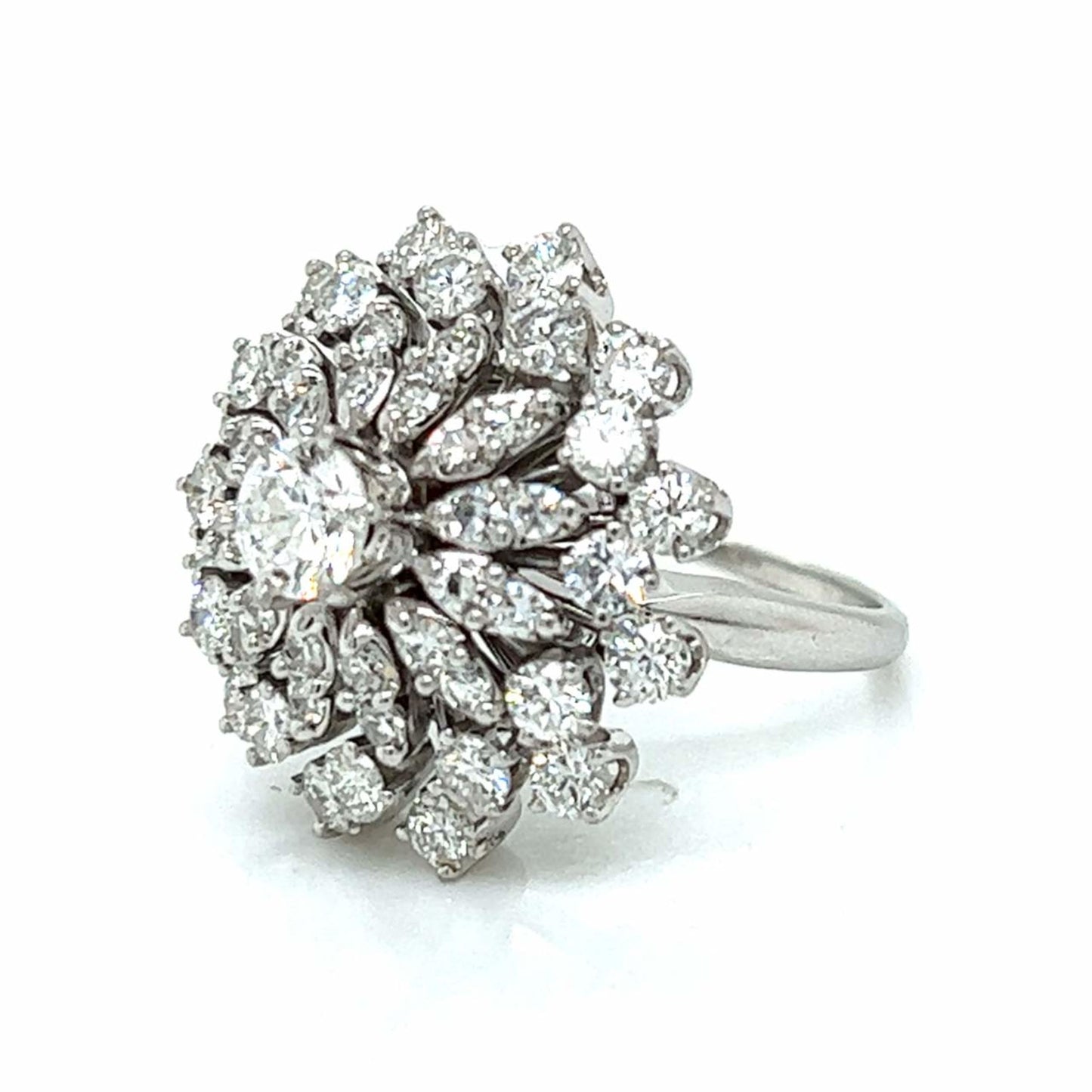 1950s 14KT White Gold Diamond Ring side