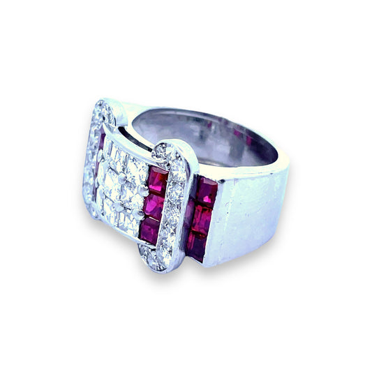 Lacloche Freres London Art Deco Platinum Ruby & Diamond Ring side