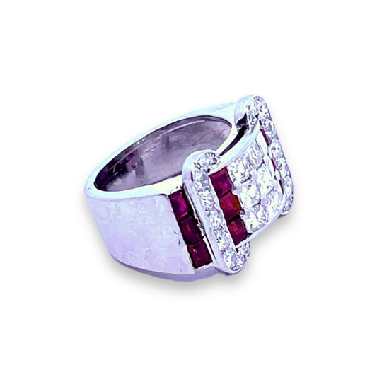 Lacloche Freres London Art Deco Platinum Ruby & Diamond Ring side