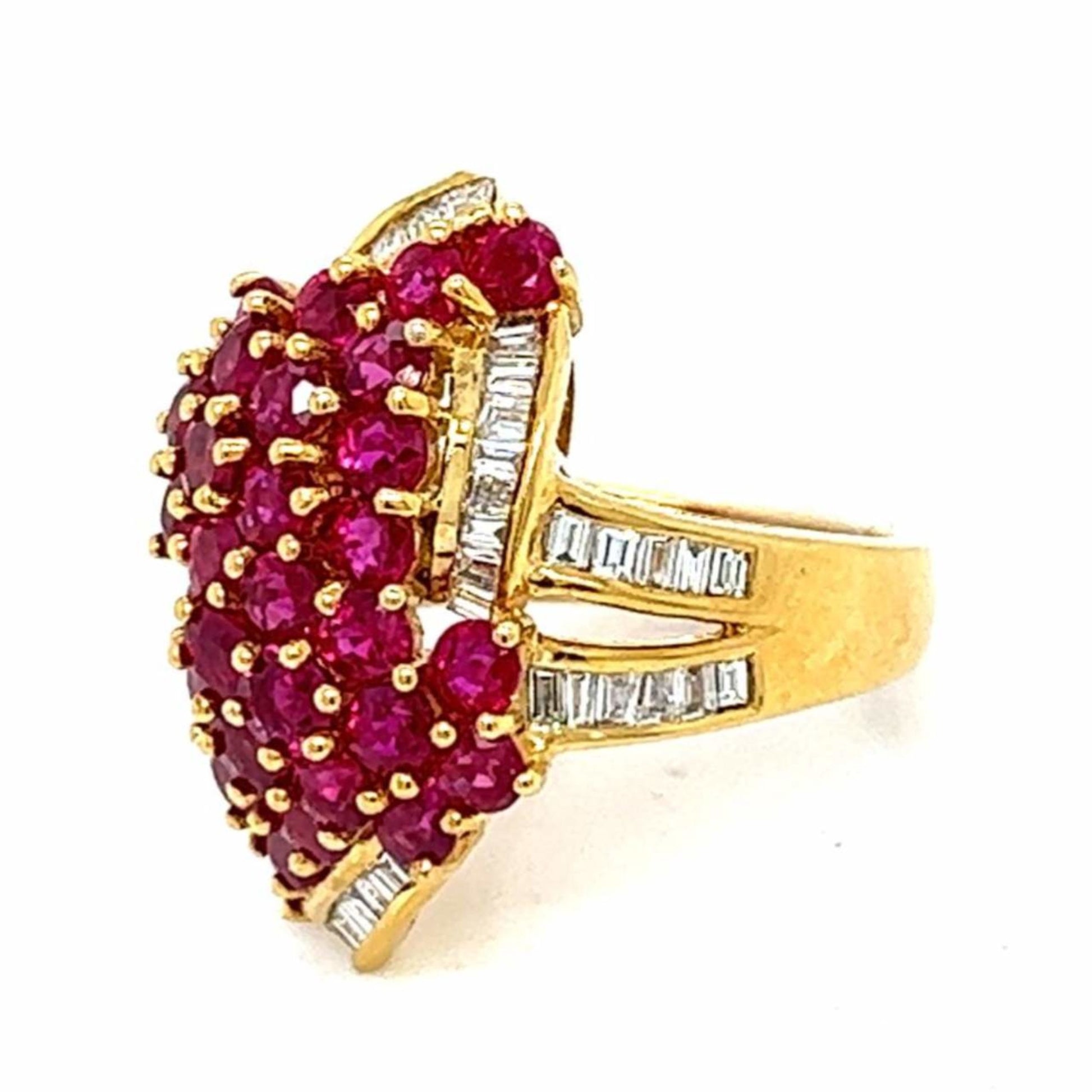 Post-1980s 18KT Yellow Gold Ruby & Diamond Ring side