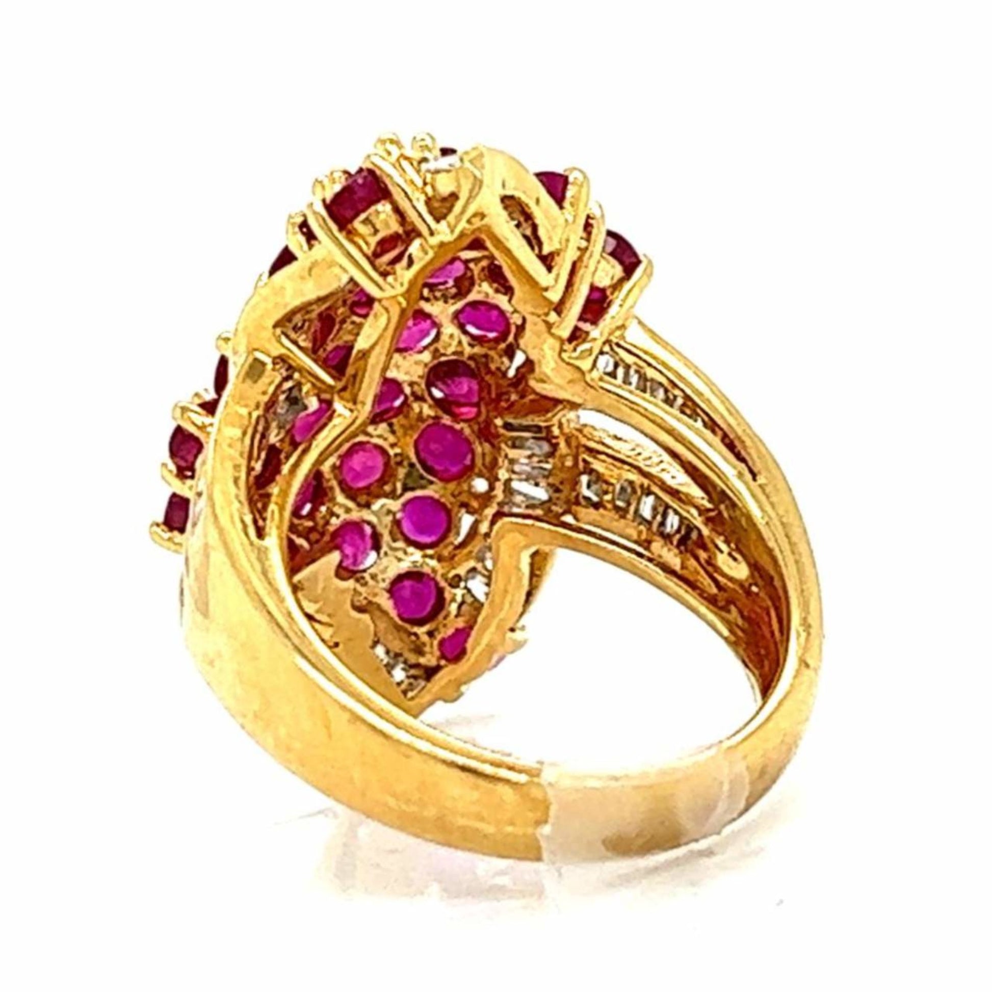 Post-1980s 18KT Yellow Gold Ruby & Diamond Ring back