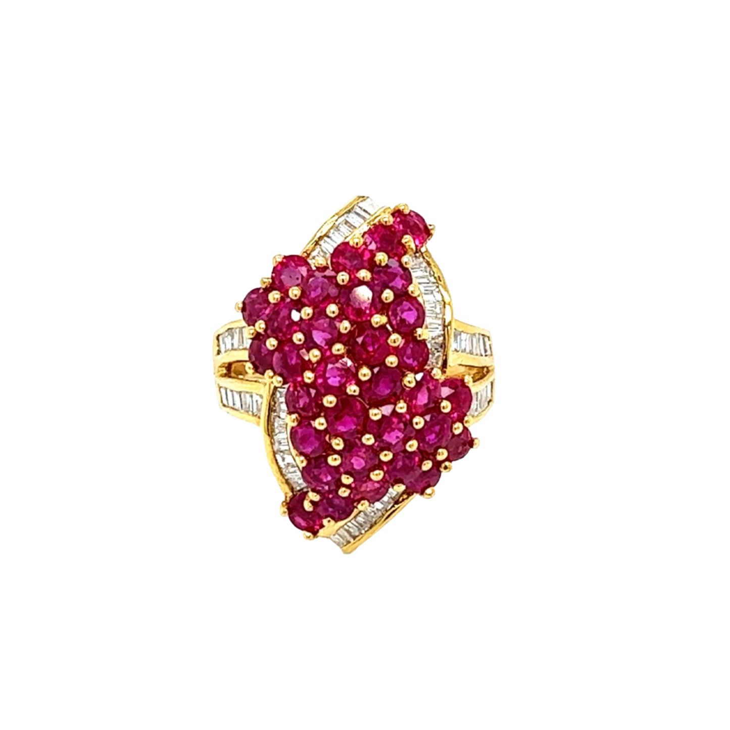 Post-1980s 18KT Yellow Gold Ruby & Diamond Ring front