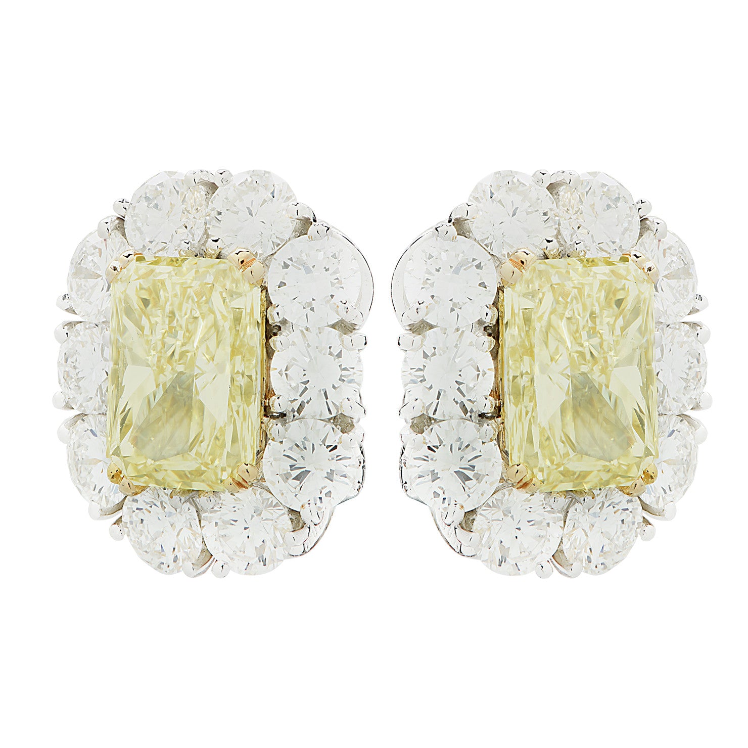 Contemporary 18KT Yellow & White Gold Yellow & White Diamond Earrings front