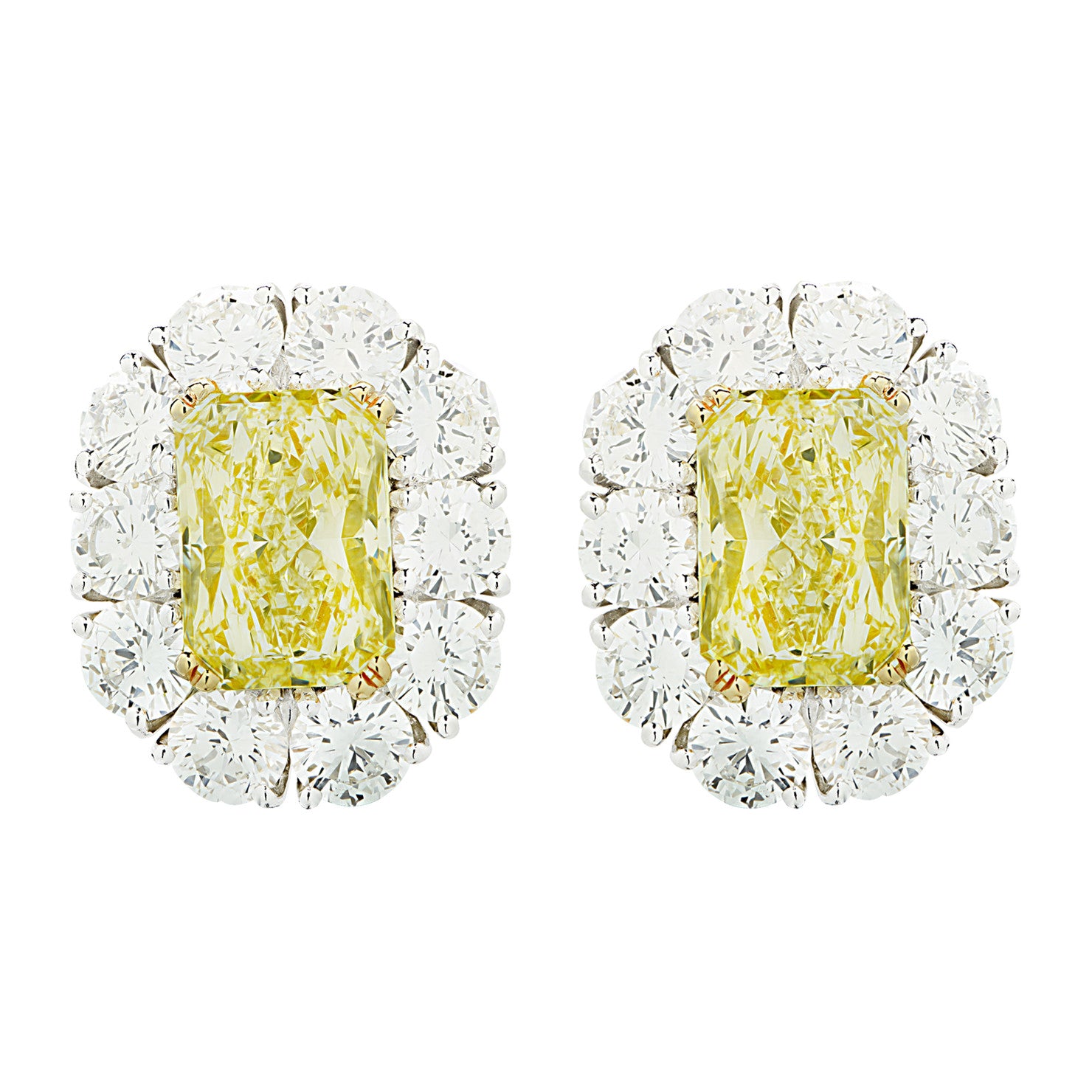 Contemporary 18KT Yellow & White Gold Yellow & White Diamond Earrings front