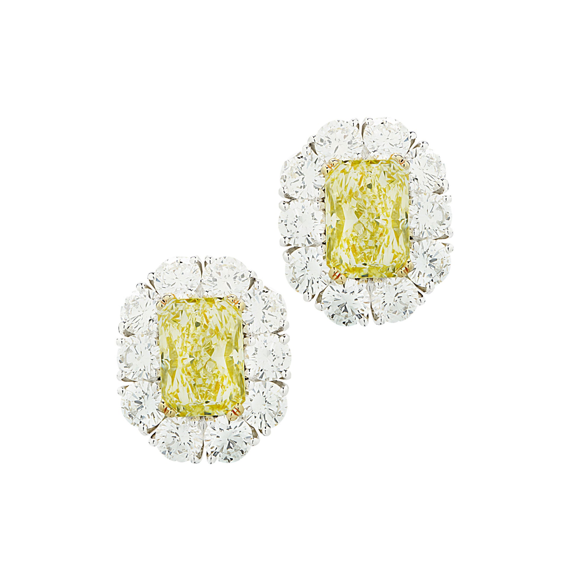 Contemporary 18KT Yellow & White Gold Yellow & White Diamond Earrings front