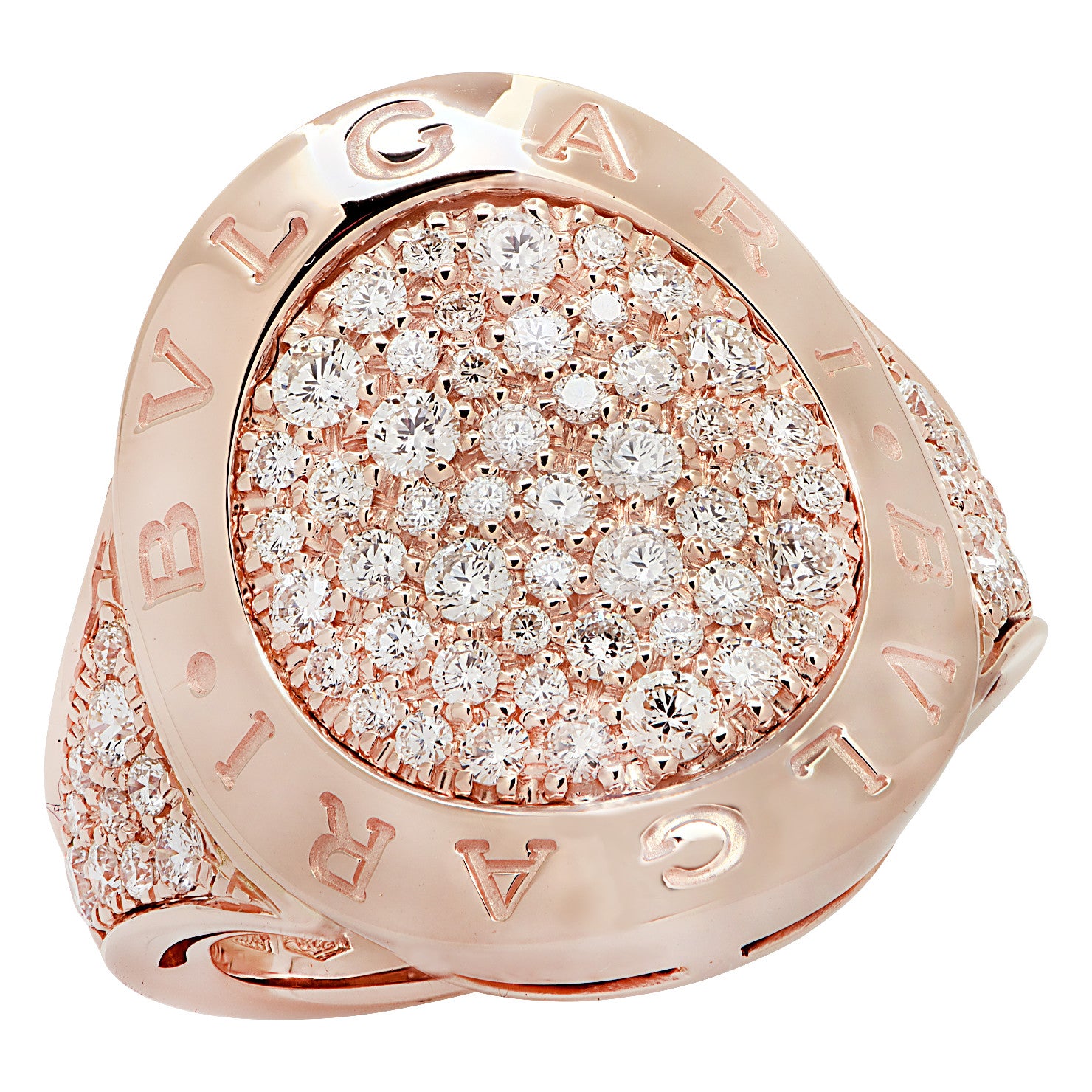 Bulgari Post-1980s 18KT Rose Gold Diamond Ring front