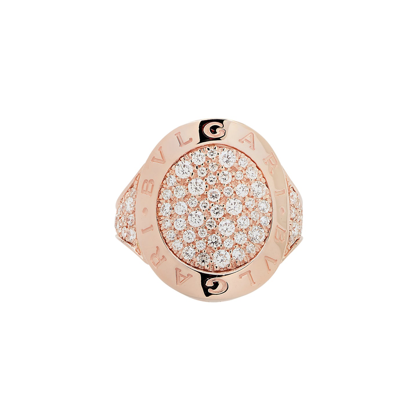 Bulgari Post-1980s 18KT Rose Gold Diamond Ring front