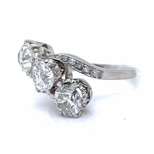 Art Deco Platinum Diamond Ring side