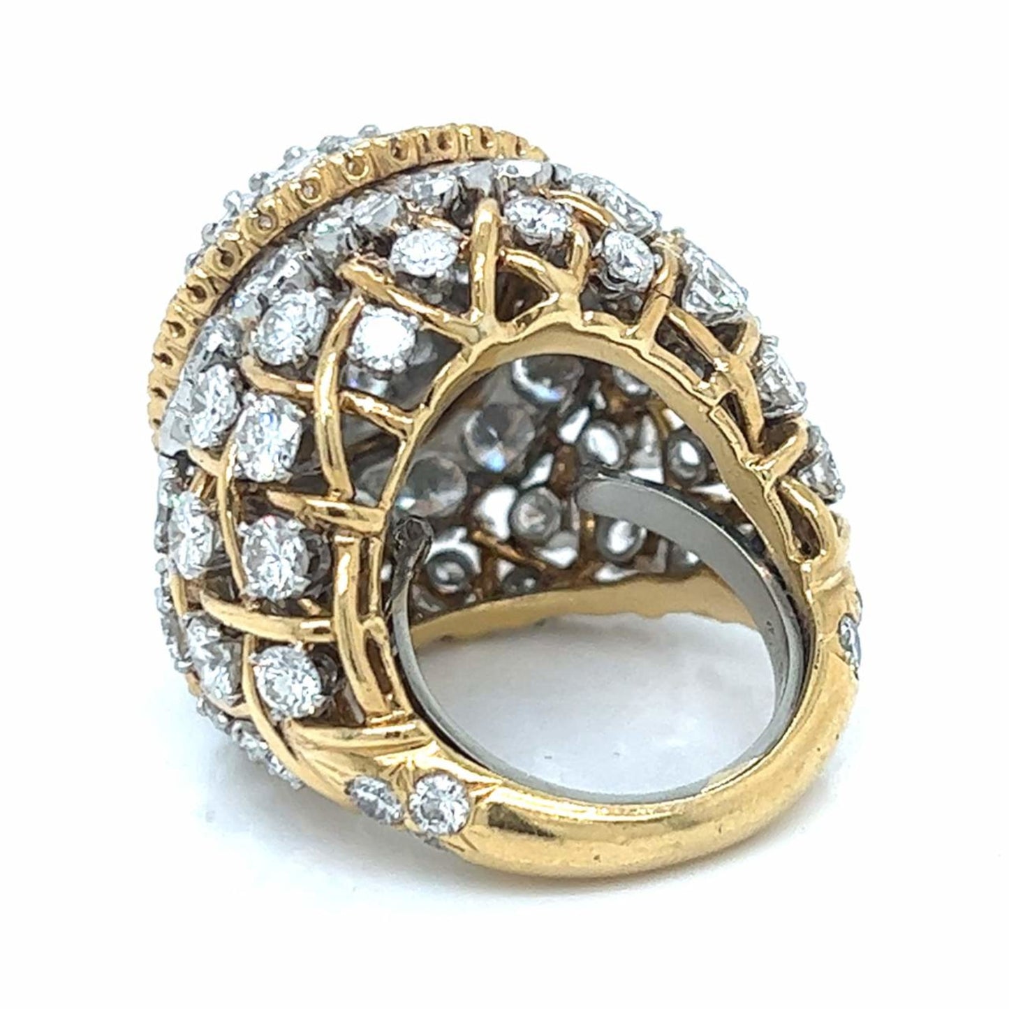 David Webb 1980s Platinum & 18KT Yellow Gold Diamond Ring back