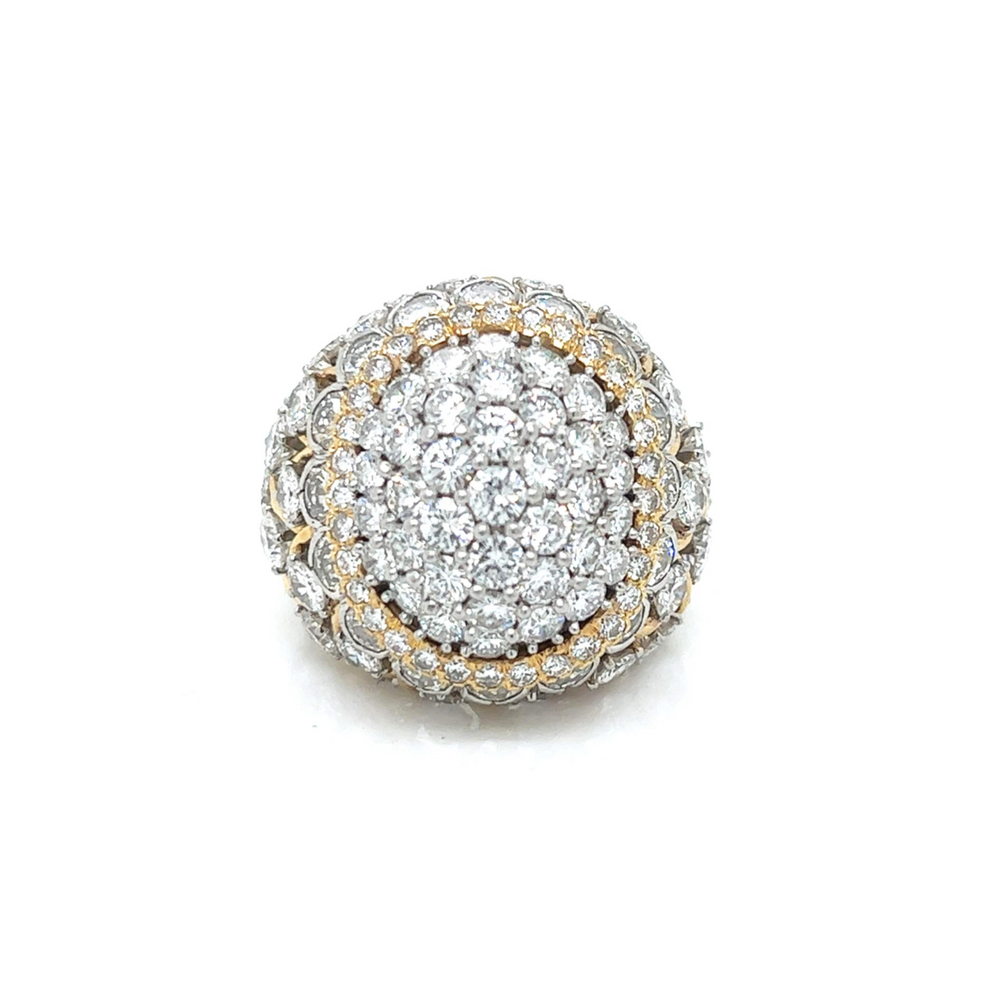 David Webb 1980s Platinum & 18KT Yellow Gold Diamond Ring front