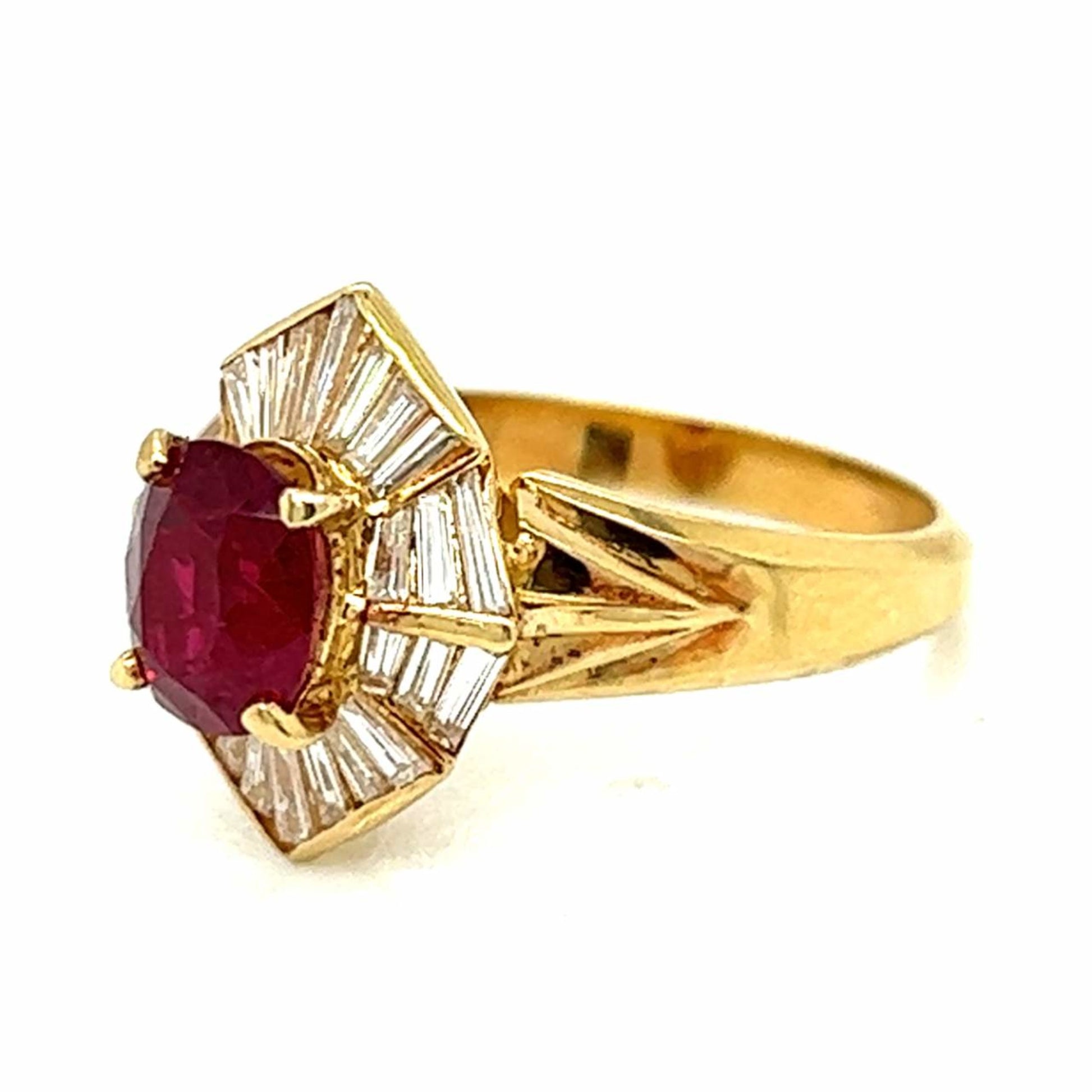 Post-1980s 18KT Yellow Gold Ruby & Diamond Ring side