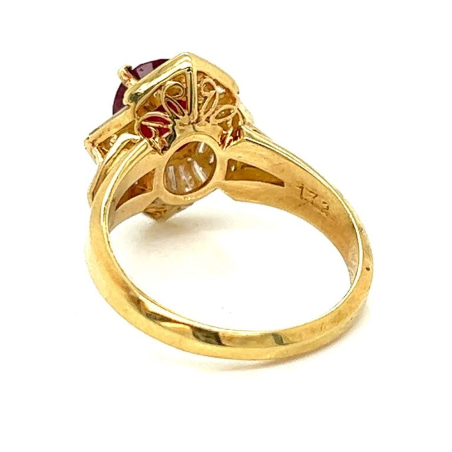 Post-1980s 18KT Yellow Gold Ruby & Diamond Ring back