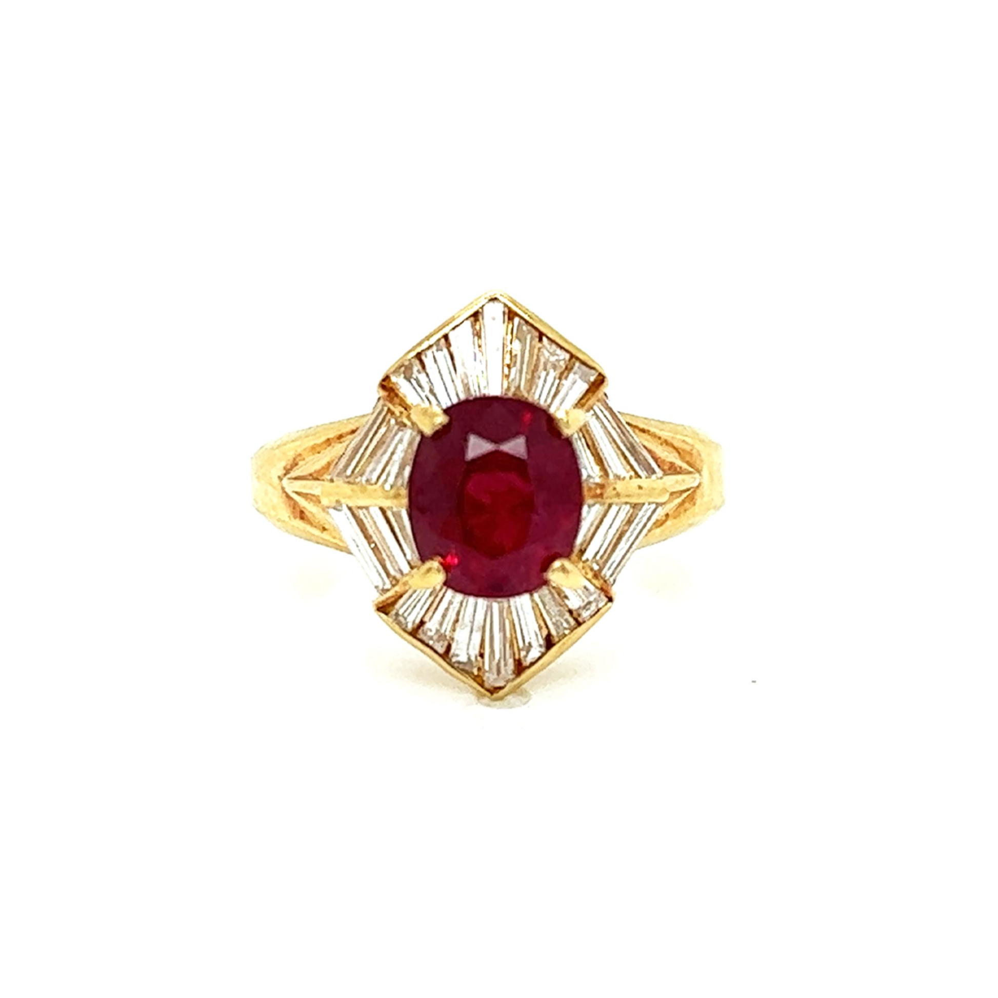 Post-1980s 18KT Yellow Gold Ruby & Diamond Ring front