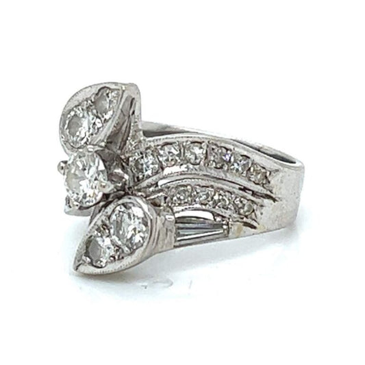 1970s 14KT White Gold Diamond Ring side