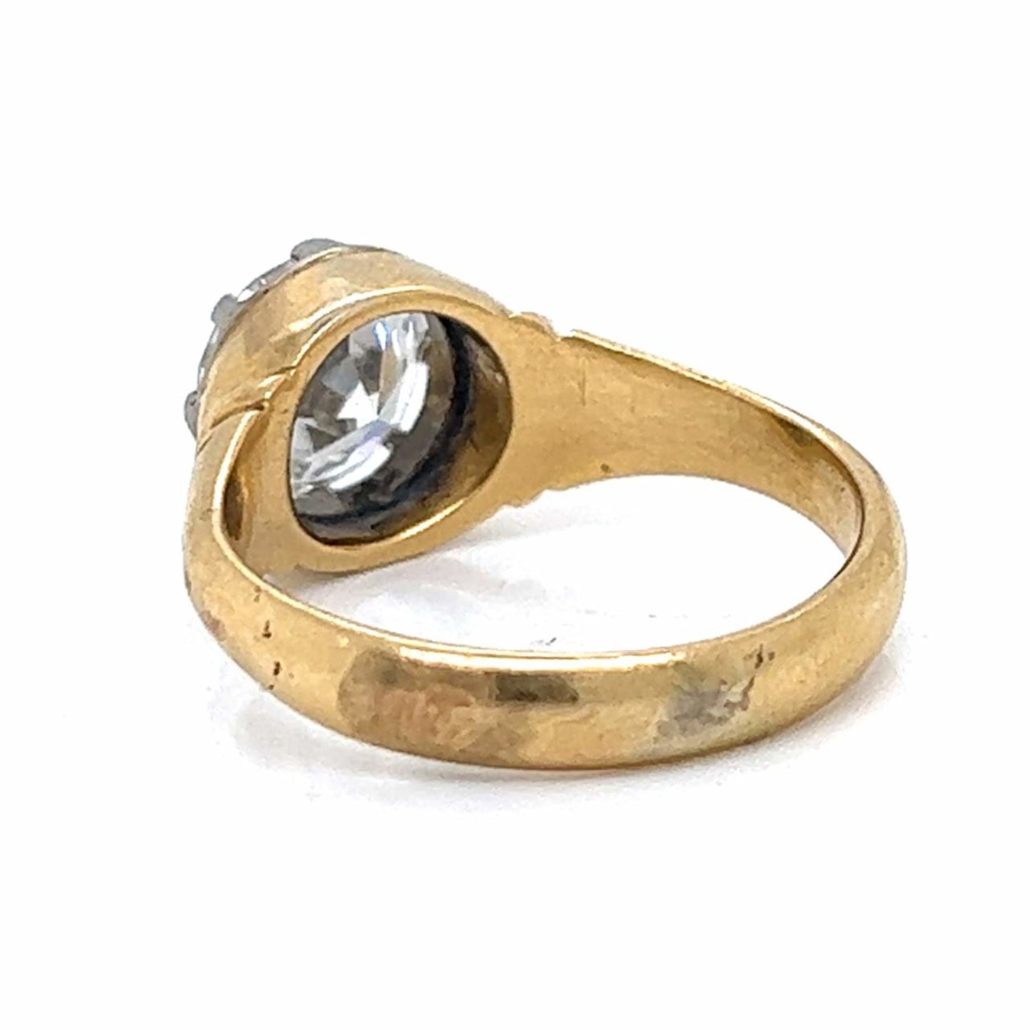 1970s Platinum & 18KT Yellow Gold Diamond Ring side