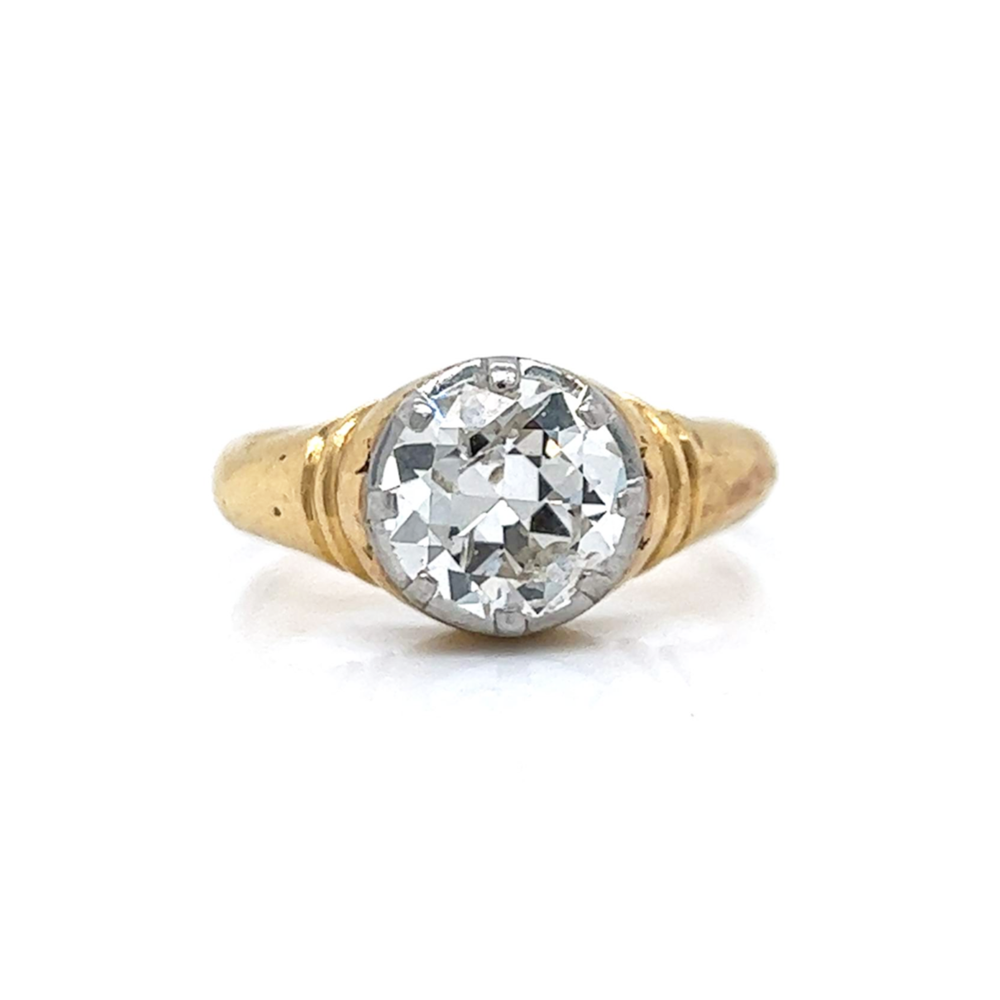 1970s Platinum & 18KT Yellow Gold Diamond Ring front